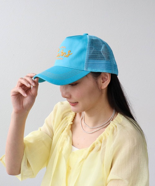 Three Four Time(スリーフォータイム)の「メッシュ刺繍キャップ(キャップ・レディース・アイボリー/ブラウン/ブルー・FREE)」の3枚目の写真