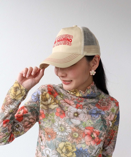 Three Four Time(スリーフォータイム)の「メッシュ刺繍キャップ(キャップ・レディース・アイボリー/ブラウン/ブルー・FREE)」の11枚目の写真