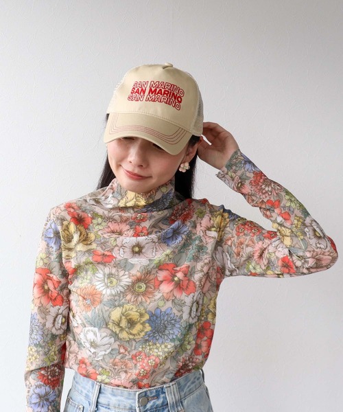 Three Four Time(スリーフォータイム)の「メッシュ刺繍キャップ(キャップ・レディース・アイボリー/ブラウン/ブルー・FREE)」の14枚目の写真