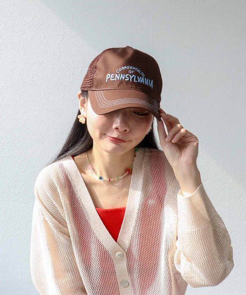Three Four Time(スリーフォータイム)の「メッシュ刺繍キャップ(キャップ・レディース・アイボリー/ブラウン/ブルー・FREE)」の17枚目の写真