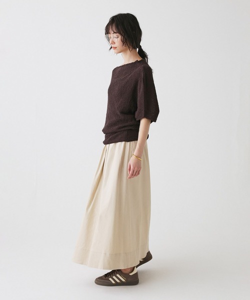 BABYLONE(バビロン)の「リネンレーヨンスカート<セットアップ対応>(スカート・レディース・ダークブラウン/ベージュ・38inch/36inch)」の4枚目の写真