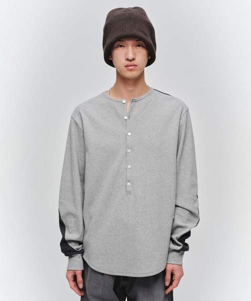 JIEDA（ジエダ）の「SWITCHING HENRY NECK L/S（Tシャツ/カットソー・メンズ・グレー系1/ブラウン系/グレー系2/ホワイト系・2/1）」の18枚目の写真