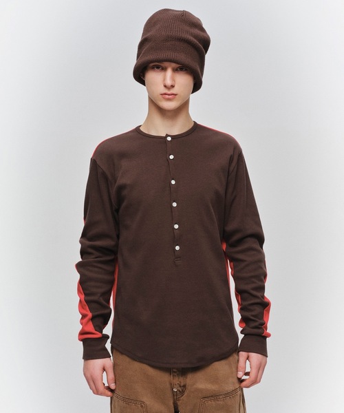 JIEDA（ジエダ）の「SWITCHING HENRY NECK L/S（Tシャツ/カットソー・メンズ・グレー系1/ブラウン系/グレー系2/ホワイト系・2/1）」の22枚目の写真