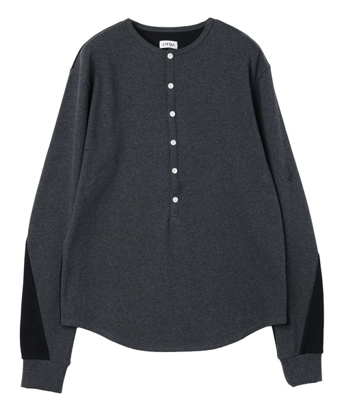 JIEDA（ジエダ）の「SWITCHING HENRY NECK L/S（Tシャツ/カットソー・メンズ・グレー系1/ブラウン系/グレー系2/ホワイト系・2/1）」の5枚目の写真