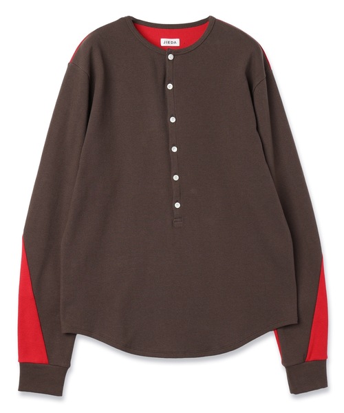 JIEDA（ジエダ）の「SWITCHING HENRY NECK L/S（Tシャツ/カットソー・メンズ・グレー系1/ブラウン系/グレー系2/ホワイト系・2/1）」の7枚目の写真