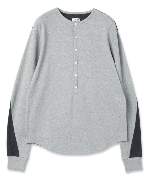 JIEDA（ジエダ）の「SWITCHING HENRY NECK L/S（Tシャツ/カットソー・メンズ・グレー系1/ブラウン系/グレー系2/ホワイト系・2/1）」の9枚目の写真