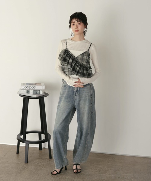 shetila(シェティラ)の「キレイ見え シアーリブラウンドヘムカットソー(Tシャツ/カットソー・レディース・ブラック/ホワイト/グレー・M)」の9枚目の写真