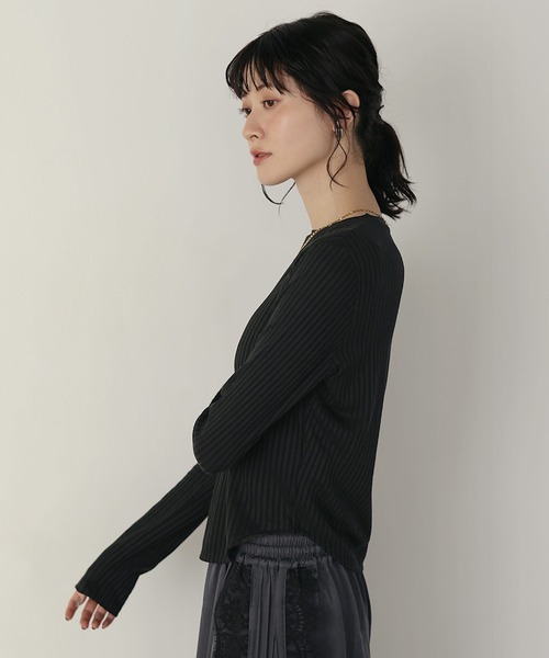 shetila(シェティラ)の「キレイ見え シアーリブラウンドヘムカットソー(Tシャツ/カットソー・レディース・ブラック/ホワイト/グレー・M)」の14枚目の写真