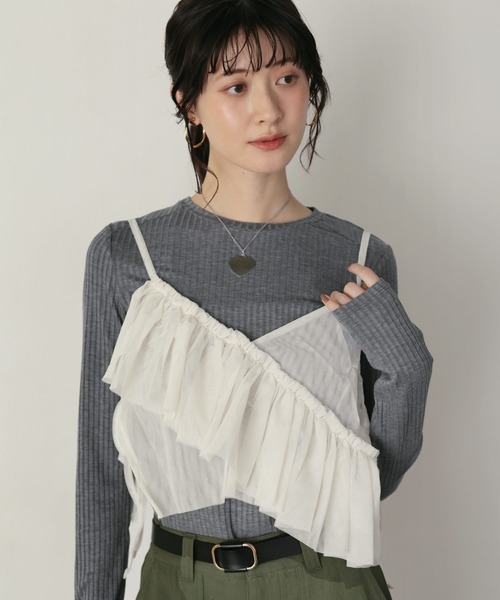 shetila(シェティラ)の「キレイ見え シアーリブラウンドヘムカットソー(Tシャツ/カットソー・レディース・ブラック/ホワイト/グレー・M)」の22枚目の写真