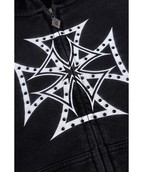 SUPPLIER(サプライヤー)の「ジップパーカー|Dusty Iron Cross Rhinestone Zip Hoodie|SUPPLIER(パーカー・メンズ・ブラック/パープル・SMALL/MEDIUM/LARGE/X-LARGE/XX-LARGE)」の5枚目の写真