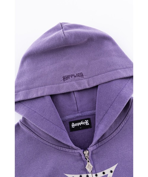 SUPPLIER(サプライヤー)の「ジップパーカー|Dusty Iron Cross Rhinestone Zip Hoodie|SUPPLIER(パーカー・メンズ・ブラック/パープル・SMALL/MEDIUM/LARGE/X-LARGE/XX-LARGE)」の14枚目の写真