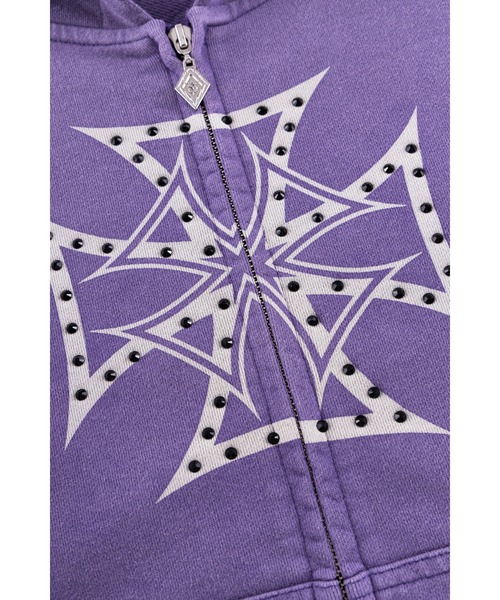 SUPPLIER(サプライヤー)の「ジップパーカー|Dusty Iron Cross Rhinestone Zip Hoodie|SUPPLIER(パーカー・メンズ・ブラック/パープル・SMALL/MEDIUM/LARGE/X-LARGE/XX-LARGE)」の12枚目の写真
