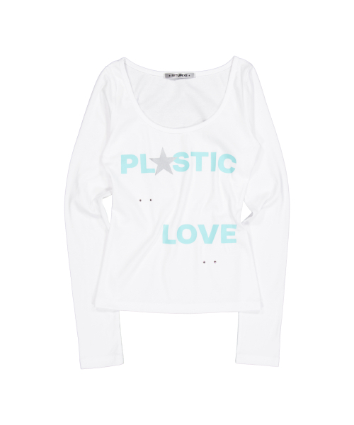SETUP-EXE(セットアップイーエックスイー)の「LOVE U-NECK TOP / WHITE(Tシャツ/カットソー・レディース・その他・OS)」の2枚目の写真