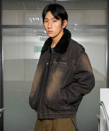 XTONZ（エクストーンズ）の「XJ122 シェルパムートンデニムワークジャケット (ブラック)（デニムジャケット）」