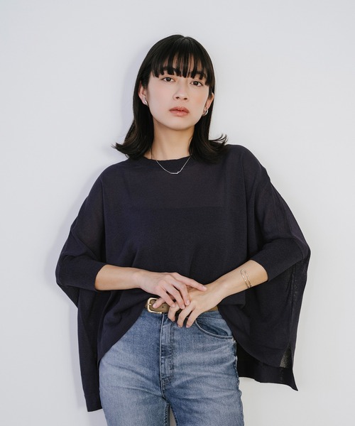 Sirin(シリン)の「ペーパーミックスニット(ニット/セーター・レディース・ブルー/オフホワイト/グレイッシュベージュ/ネイビー/ライトイエロー/チャコールグレー・FREE)」の5枚目の写真