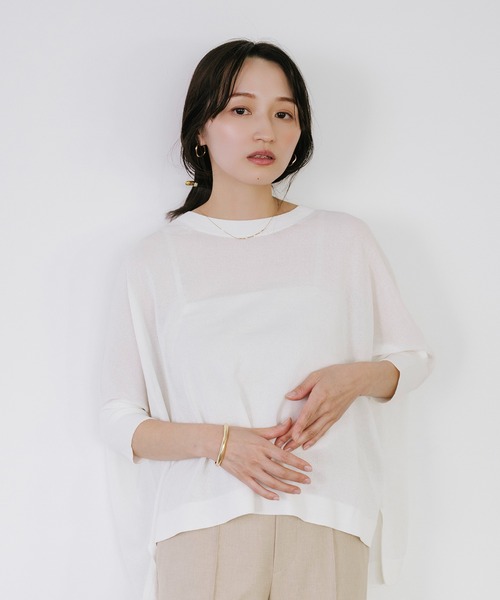 Sirin(シリン)の「ペーパーミックスニット(ニット/セーター・レディース・ブルー/オフホワイト/グレイッシュベージュ/ネイビー/ライトイエロー/チャコールグレー・FREE)」の2枚目の写真