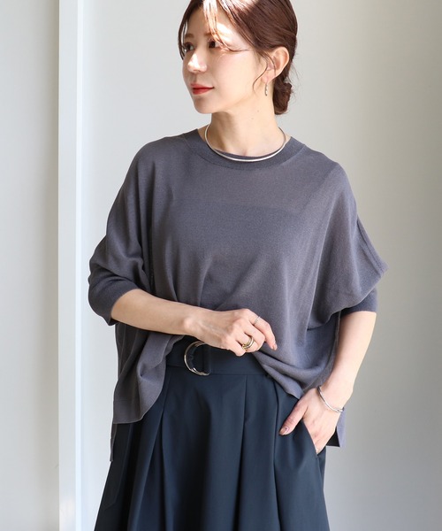 Sirin(シリン)の「ペーパーミックスニット(ニット/セーター・レディース・ブルー/オフホワイト/グレイッシュベージュ/ネイビー/ライトイエロー/チャコールグレー・FREE)」の3枚目の写真