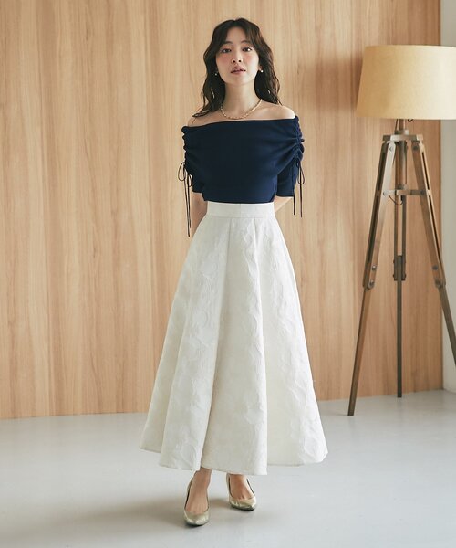 La boutique BonBon（ラブティックボンボン）の「【接触冷感・最強モテニット】クールタッチUVオフショルリブニット（ニット/セーター・レディース・ホワイト/サックスブルー/ネイビー/ピンク・FREE）」の15枚目の写真