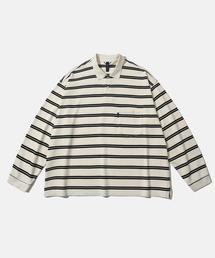 MOIF（モイフ）の「[SS26] WIDE POLO L/S SHIRT / ECRU STRIPE（ポロシャツ）」