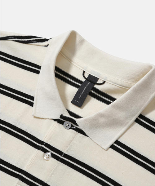 MOIF（モイフ）の「[SS26] WIDE POLO L/S SHIRT / ECRU STRIPE（ポロシャツ・メンズ・その他・1(S)/2(M)/3(L)）」の3枚目の写真