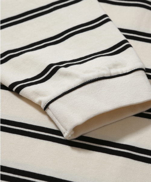 MOIF（モイフ）の「[SS26] WIDE POLO L/S SHIRT / ECRU STRIPE（ポロシャツ・メンズ・その他・1(S)/2(M)/3(L)）」の8枚目の写真