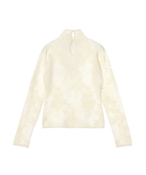 GANNI（ガニー）の「Sheer Flower Jacquard Mockneck K2643（Tシャツ/カットソー・メンズ・ホワイト・SMALL）」の4枚目の写真