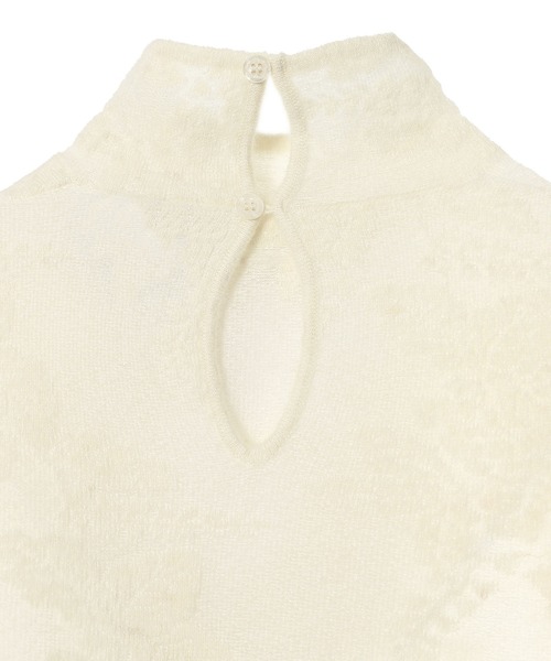 GANNI（ガニー）の「Sheer Flower Jacquard Mockneck K2643（Tシャツ/カットソー・メンズ・ホワイト・SMALL）」の2枚目の写真