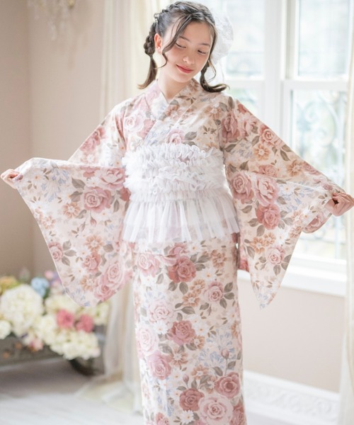 Catherine Cottage(キャサリンコテージ)の「背中ファスナー チュールビスチェレイヤード風ゆかた(lady's)(浴衣・レディース・ピンク系/パープル系1/モーブ系/ライトブルー/ナチュラル/ホワイト×ブルー/レッド系・L/M/S)」の21枚目の写真