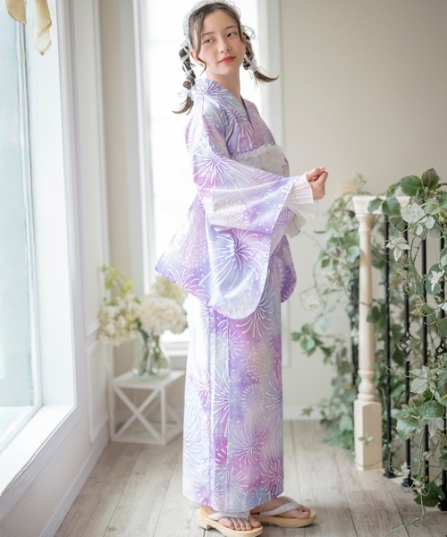 Catherine Cottage(キャサリンコテージ)の「背中ファスナー チュールビスチェレイヤード風ゆかた(lady's)(浴衣・レディース・ピンク系/パープル系1/モーブ系/ライトブルー/ナチュラル/ホワイト×ブルー/レッド系・L/M/S)」の20枚目の写真