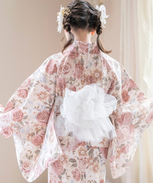 Catherine Cottage(キャサリンコテージ)の「背中ファスナー チュールビスチェレイヤード風ゆかた(lady's)(浴衣・レディース・ピンク系/パープル系1/モーブ系/ライトブルー/ナチュラル/ホワイト×ブルー/レッド系・L/M/S)」の16枚目の写真
