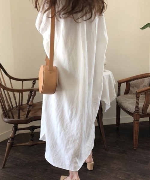 mielu（ミエル）の「ロングシャツゆるワンピース（シャツ/ブラウス・レディース・ブルー/ホワイト・LARGE/MEDIUM）」の11枚目の写真