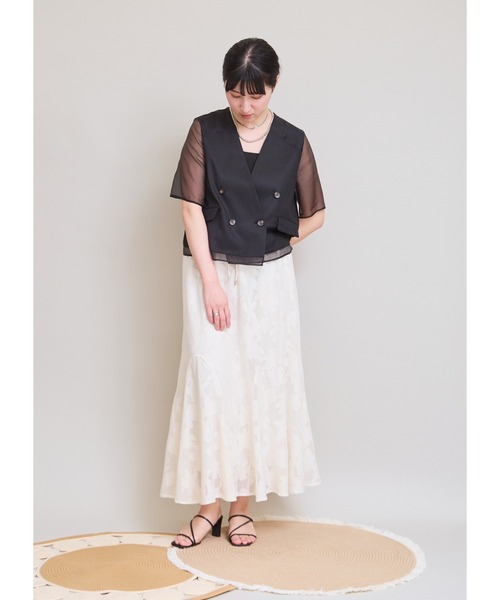 LHELBIE(レルビエ)の「シアーミックスブッチャージャケット(その他アウター・レディース・グリーン/ブラック/ベージュ・M)」の9枚目の写真