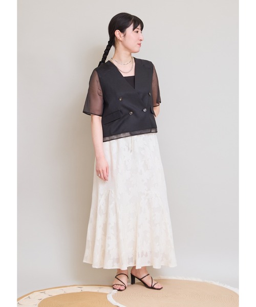 LHELBIE(レルビエ)の「シアーミックスブッチャージャケット(その他アウター・レディース・グリーン/ブラック/ベージュ・M)」の21枚目の写真