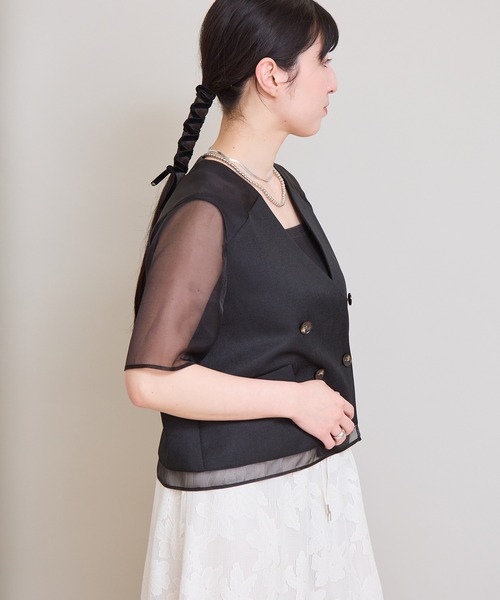 LHELBIE(レルビエ)の「シアーミックスブッチャージャケット(その他アウター・レディース・グリーン/ブラック/ベージュ・M)」の10枚目の写真