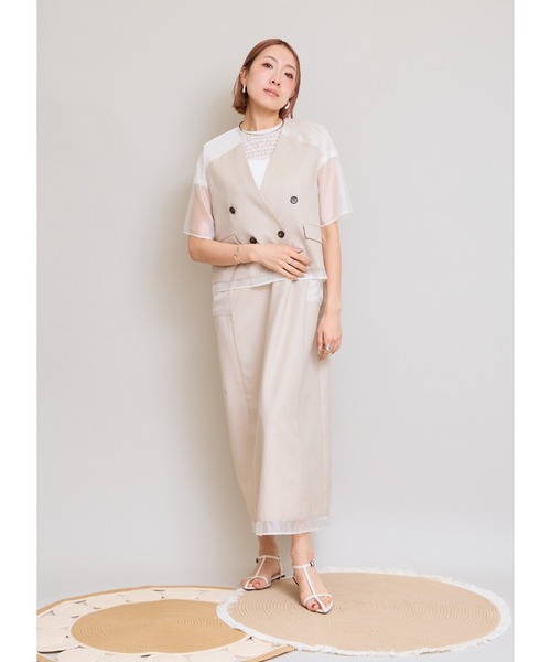 LHELBIE(レルビエ)の「シアーミックスブッチャージャケット(その他アウター・レディース・グリーン/ブラック/ベージュ・M)」の5枚目の写真