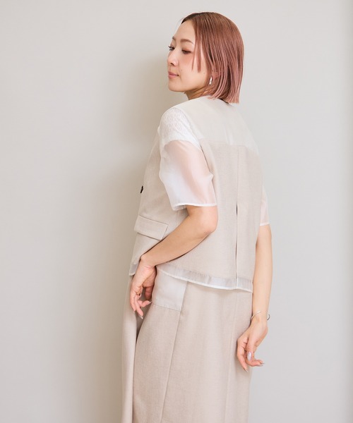 LHELBIE(レルビエ)の「シアーミックスブッチャージャケット(その他アウター・レディース・グリーン/ブラック/ベージュ・M)」の7枚目の写真