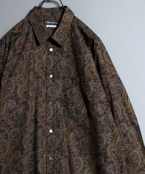 ANPAS（アンパス）の「Made-in-Japan Oversized Paisley Shirt / 日本製 ペイズリービッグシャツ 総柄 長袖 メンズ 国産 コットン オーバーサイズ ビッグシルエット（シャツ/ブラウス・メンズ・ブラック系/パープル系/グレー系/ブラウン系・L/M）」の5枚目の写真