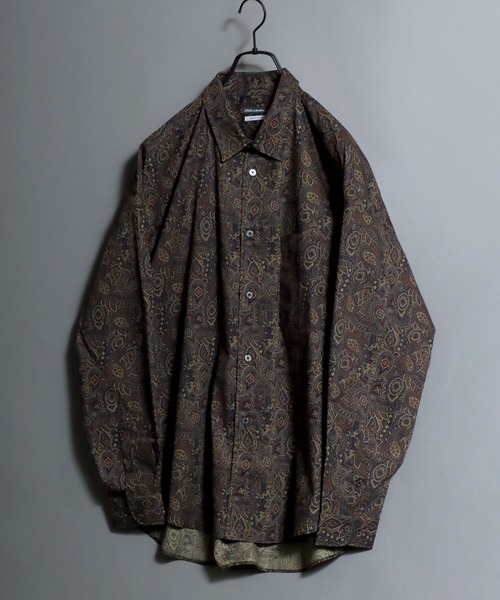 ANPAS（アンパス）の「Made-in-Japan Oversized Paisley Shirt / 日本製 ペイズリービッグシャツ 総柄 長袖 メンズ 国産 コットン オーバーサイズ ビッグシルエット（シャツ/ブラウス・メンズ・ブラック系/パープル系/グレー系/ブラウン系・L/M）」の20枚目の写真