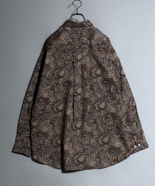 ANPAS（アンパス）の「Made-in-Japan Oversized Paisley Shirt / 日本製 ペイズリービッグシャツ 総柄 長袖 メンズ 国産 コットン オーバーサイズ ビッグシルエット（シャツ/ブラウス・メンズ・ブラック系/パープル系/グレー系/ブラウン系・L/M）」の13枚目の写真