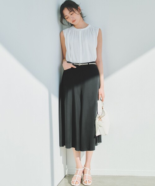 組曲(クミキョク)の「【WEB限定】トリコットジャージー ギャザー カットソー(Tシャツ/カットソー・レディース・ネイビー系・6/5)」の4枚目の写真