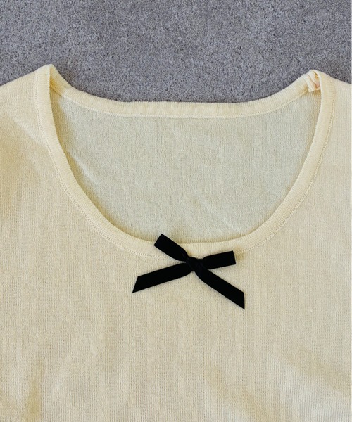 SHEPP(シープ)の「チュールペプラムドッキング リボン半袖カットソー(Tシャツ/カットソー・レディース・ブラック/イエロー/ホワイト・F)」の18枚目の写真