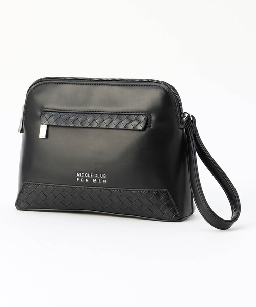 NICOLE CLUB FOR MEN(ニコルクラブフォーメン)の「トラペゾイド 2WAYミニショルダーバッグ(ショルダーバッグ・メンズ・ベージュ/ブラック・FREE)」の1枚目の写真