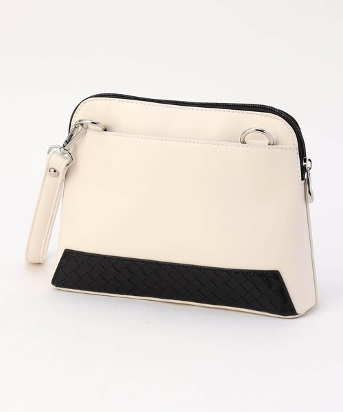 NICOLE CLUB FOR MEN(ニコルクラブフォーメン)の「トラペゾイド 2WAYミニショルダーバッグ(ショルダーバッグ・メンズ・ベージュ/ブラック・FREE)」の4枚目の写真