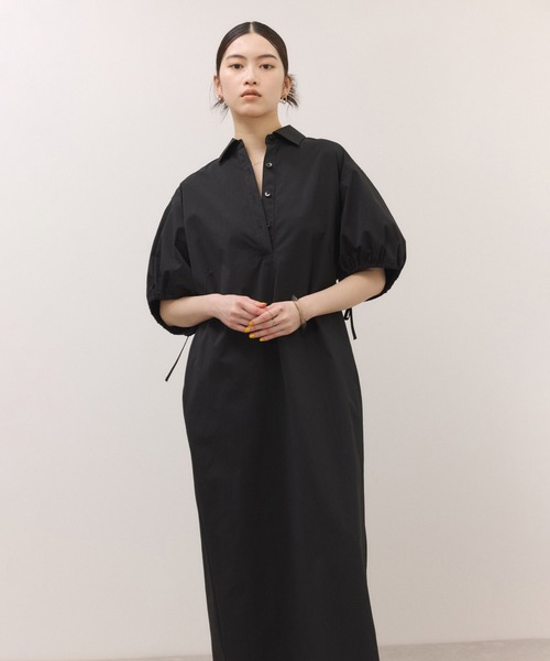 ADAM ET ROPE'(アダムエロペ)の「ハーフスリーブタフタワンピース(シャツワンピース・レディース・ダークブラウン/ブラック・FREE)」の15枚目の写真