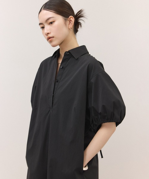 ADAM ET ROPE'(アダムエロペ)の「ハーフスリーブタフタワンピース(シャツワンピース・レディース・ダークブラウン/ブラック・FREE)」の16枚目の写真
