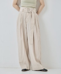 08sircus | [08sircus/ゼロハチサーカス]Viscose washer 2tuck belted wide pants(その他パンツ)