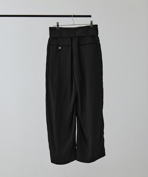 08sircus（ゼロエイトサーカス）の「[08sircus/ゼロハチサーカス]Viscose washer 2tuck belted wide pants（その他パンツ・レディース・ブラック/ベージュ・1/0）」の7枚目の写真