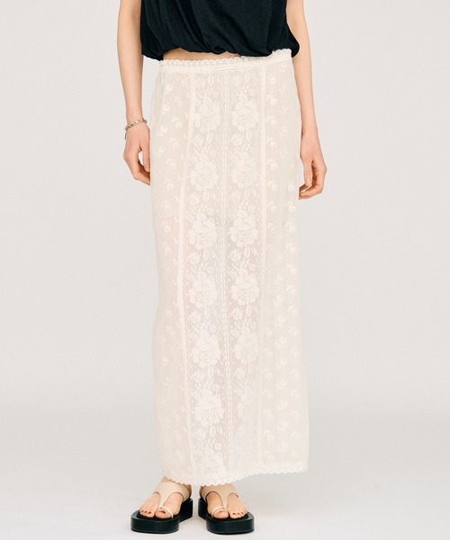 PRANK PROJECT(プランクプロジェクト)の「【Pre-Order】クロスレースマキシスカート / Cross Lace Maxi Skirt(スカート・レディース・ホワイト/ブラック・36/38)」の14枚目の写真