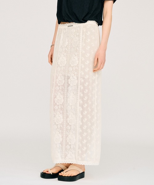 PRANK PROJECT(プランクプロジェクト)の「【Pre-Order】クロスレースマキシスカート / Cross Lace Maxi Skirt(スカート・レディース・ホワイト/ブラック・36/38)」の15枚目の写真