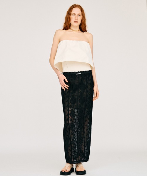PRANK PROJECT(プランクプロジェクト)の「【Pre-Order】クロスレースマキシスカート / Cross Lace Maxi Skirt(スカート・レディース・ホワイト/ブラック・36/38)」の11枚目の写真